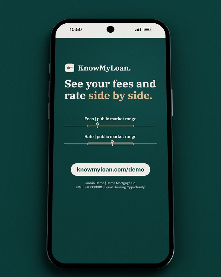 Story template on a phone: See your fees and rate side by side.
